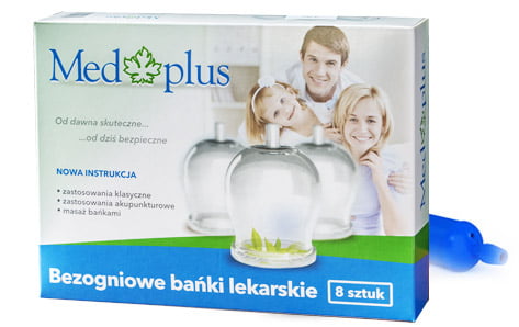 Bańki bezogniowe z pompką ergonomiczną MED PLUS 8 szt.