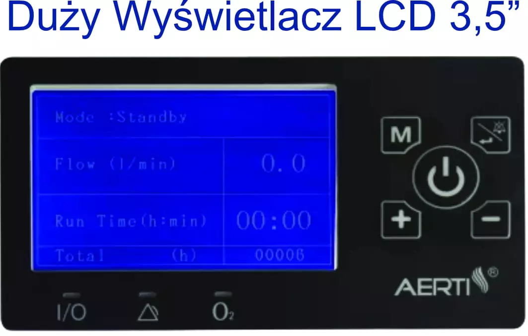 medyczny koncentrator tlenu AERTI AR-5 wyświetlacz