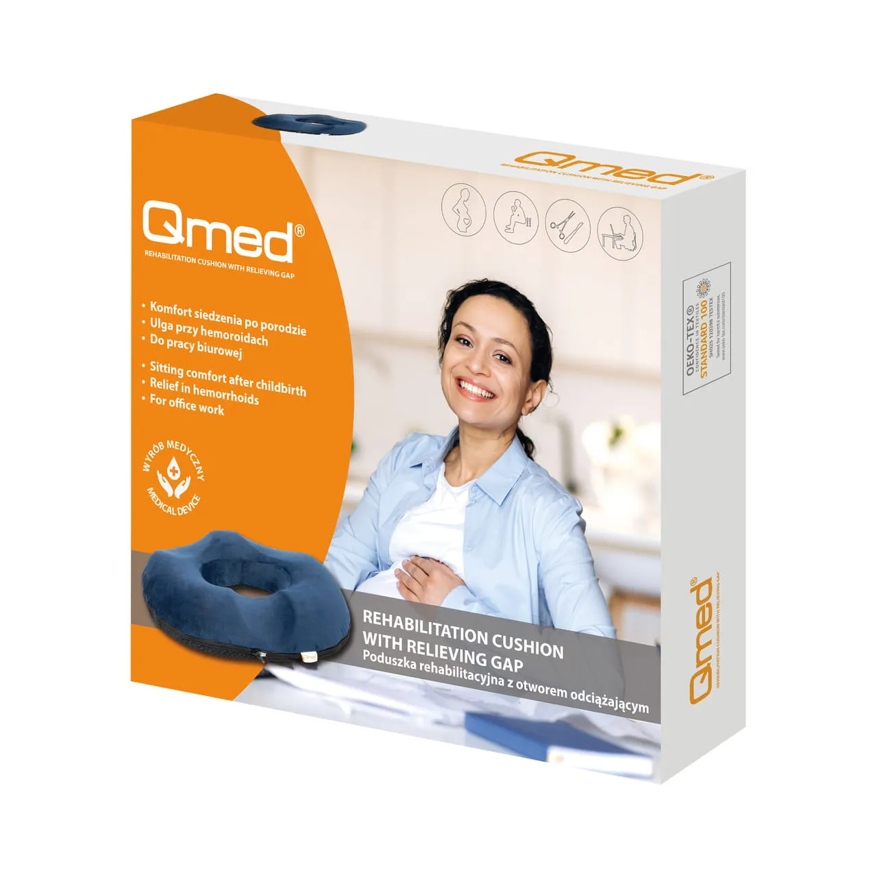Poduszka rehabilitacyjna z otworem odciążającym